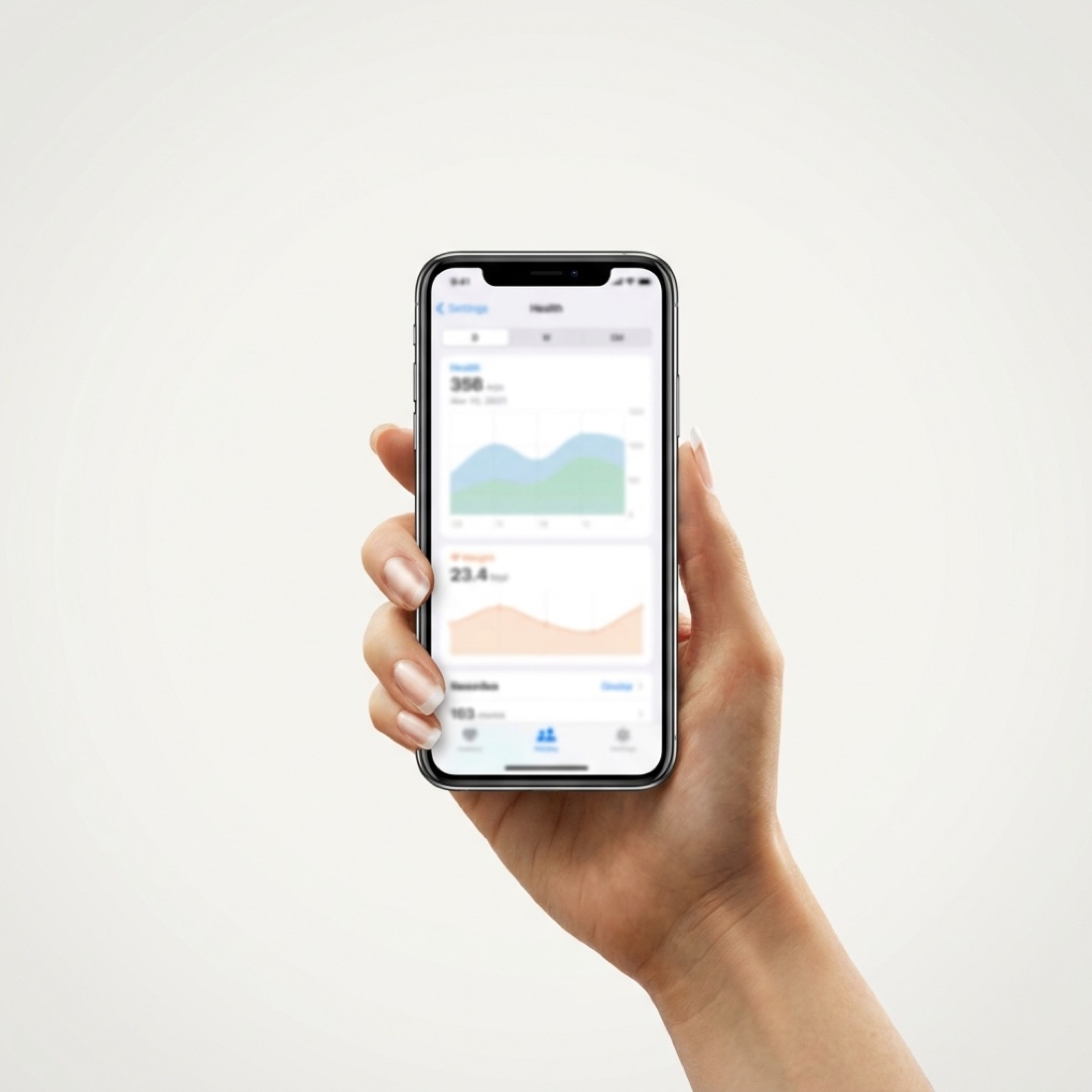 Hand hält Smartphone mit der Feder-App